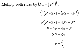 Solving for x gives x=P/3