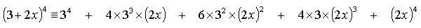 Expansion of (3 + 2x)^4