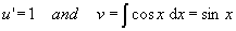 u' = 1  and  v = sin(x)