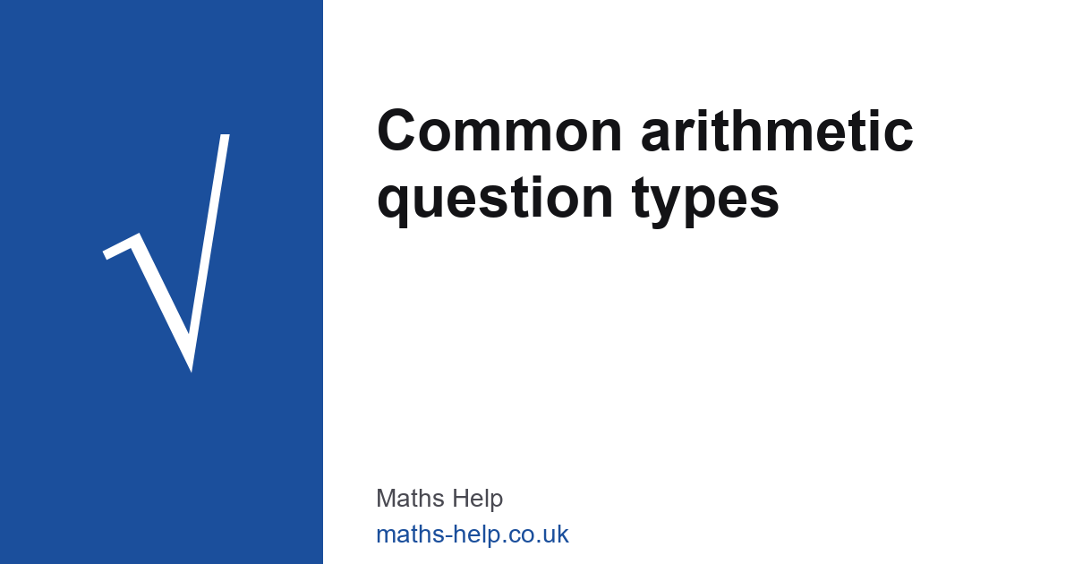 Common Arithmetic Question Types — SATs
